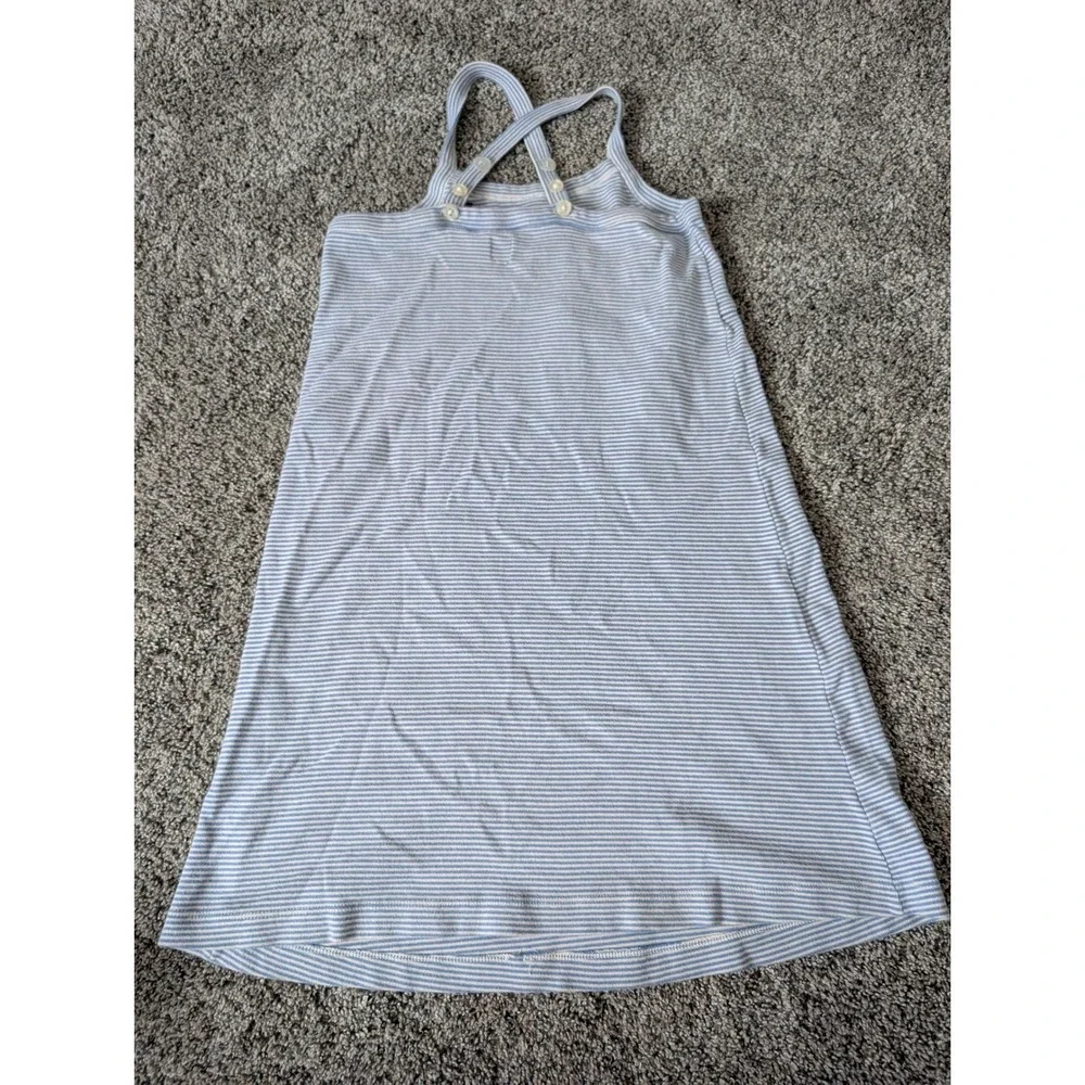 Vintage 1999 Gap Blue White‎ Striped Cotton Star Applique Dress Large